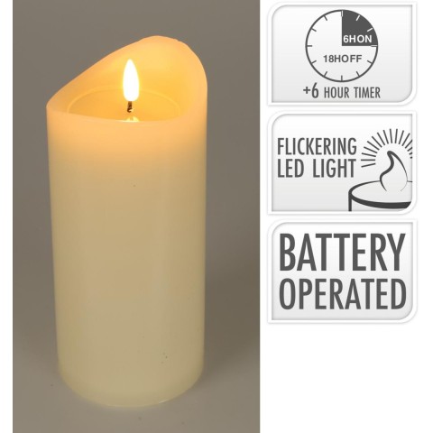 CANDELA LED 9X15CM AVORIO